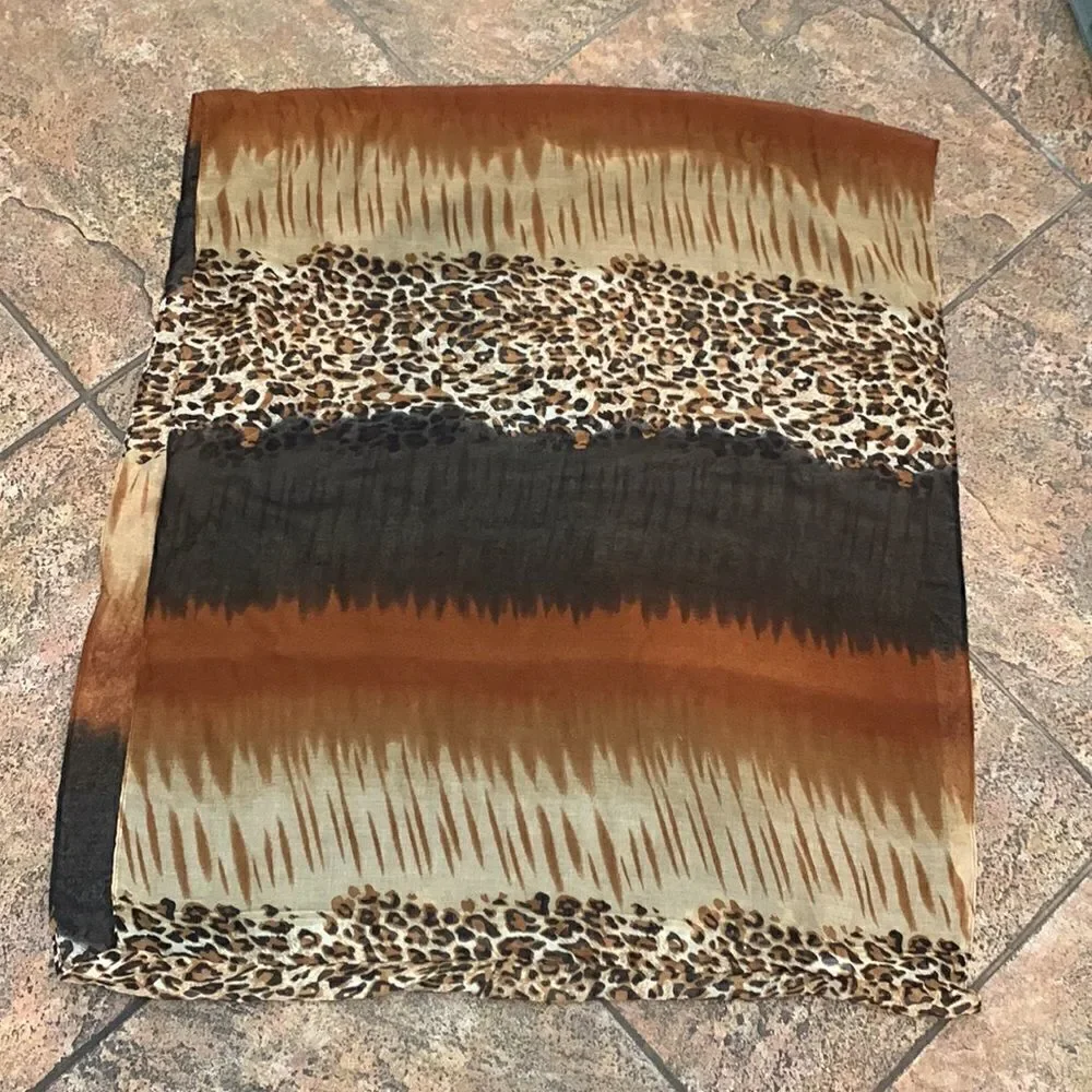 Animal Print Leopard Brown Tan Copper Woman’s Eternity Scarf 100% Polyester